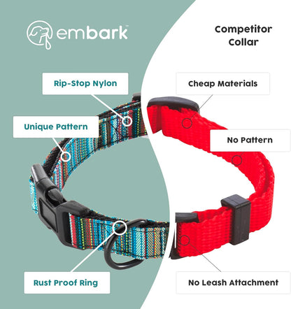 Embark Urban Dog Collar – Dog Collar Stylish & Durable Nylon Dog Collar for Large Dogs, Small Dogs & Medium Dogs.Comfortable Pet Collar Strong Buckles for Any Size Breed |Puppy Collars|