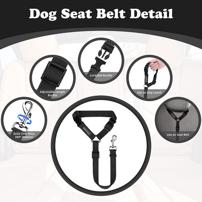 Pet Dog Cat Seat Belts, Car Headrest Restraint Adjustable Safety Leads Vehicle Seatbelt Harness