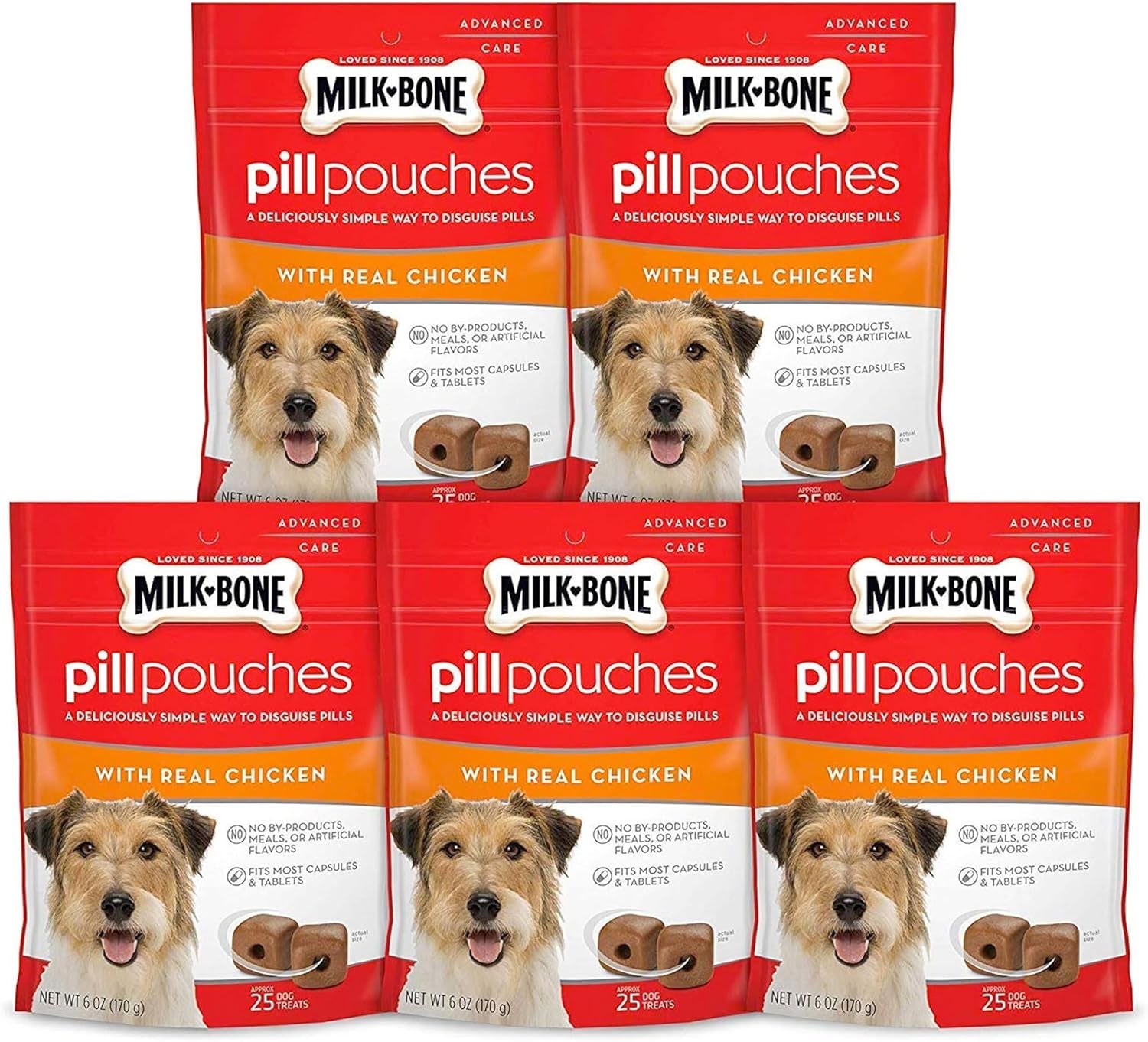 Pill Pouches Dog Treats, Real Chicken Flavor, 6 Ounce (Pack of 5)