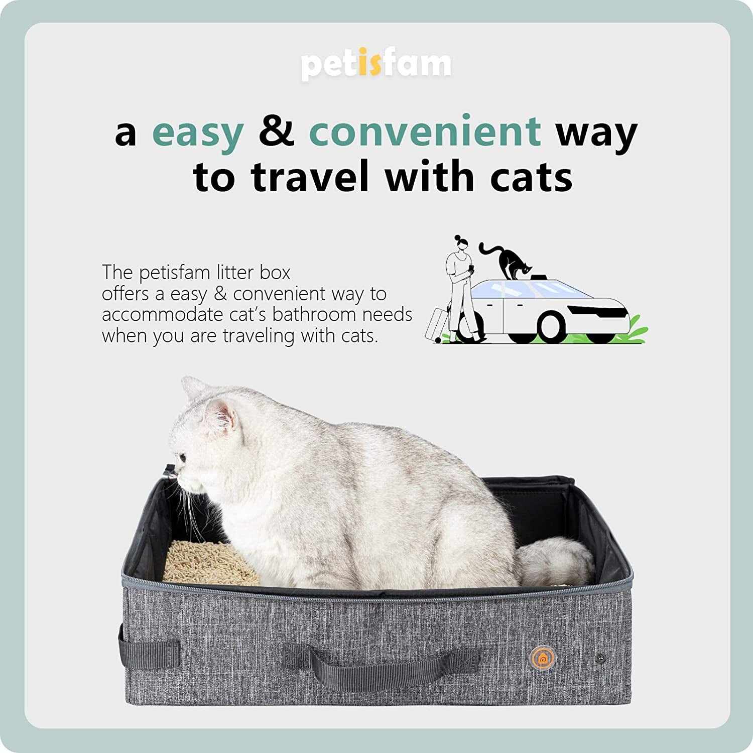 Portable Litter Box for Easy Travel with Cats and Kitties with 1 Collapsible Bowl and 1 Scoop