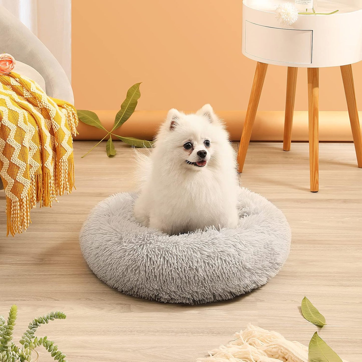 Calming Dog Bed for Dogs Cats Donut Dog Bed Pet Cushion Bed Plush Cat Bed round Anti-Anxiety Dog Bed Orthopedic Dog Bed