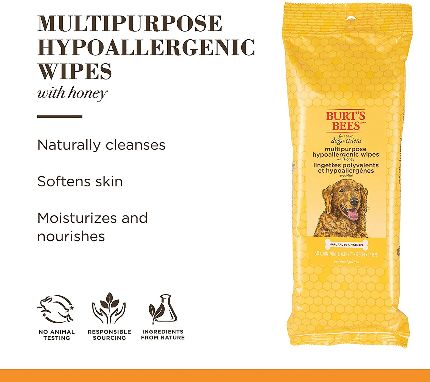 Multipurpose Grooming Wipes | Puppy & Dog Wipes for All Purpose Cleaning & Grooming | Cruelty No, Sulfate, & Paraben No, Ph Balanced for Dogs - 50 Ct Wipes, Puppy Supplies