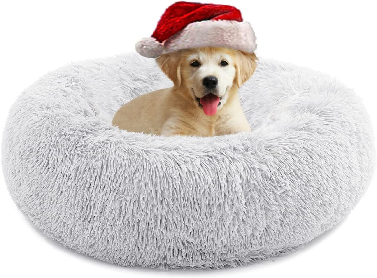 Calming Dog Bed for Dogs Cats Donut Dog Bed Pet Cushion Bed Plush Cat Bed round Anti-Anxiety Dog Bed Orthopedic Dog Bed