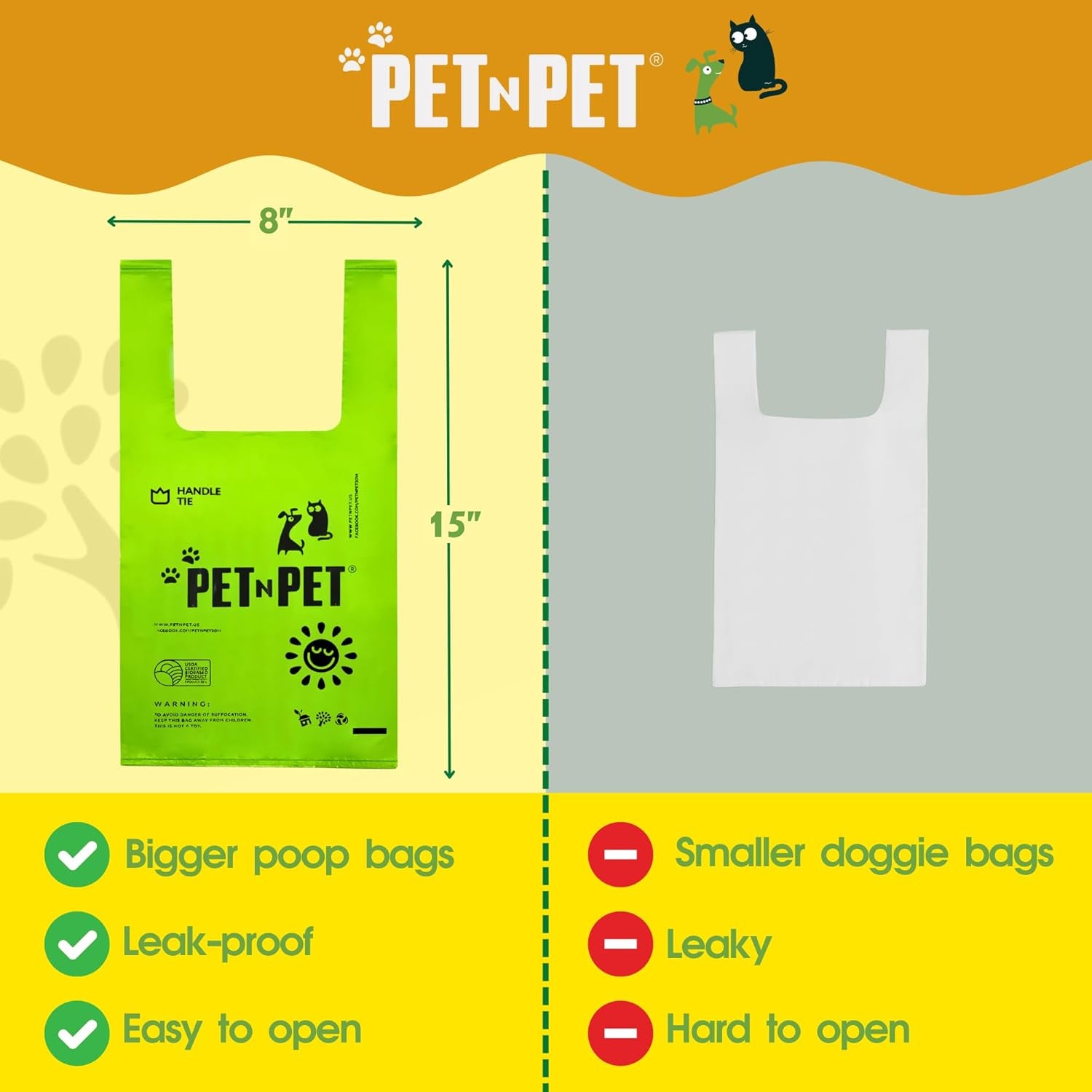 Poop Bags Unscented | Dog Poop Bags with Tie Handles | USDA Certified 38% Biobased Dog Waste Bags | Cat Poop Bags | Durable Dog Bags for Poop | Easy Dispensing 200 Counts Poop Bags for Dogs