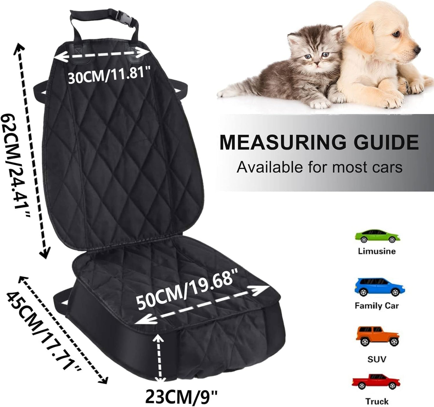 Dog Seat Cover Cars Trucks Suvs, Thick 600D Heavy Duty Pets Car Seat Cover, Waterproof & Wear-Resistant Durable Nonslip Backing & Hammock Convertible