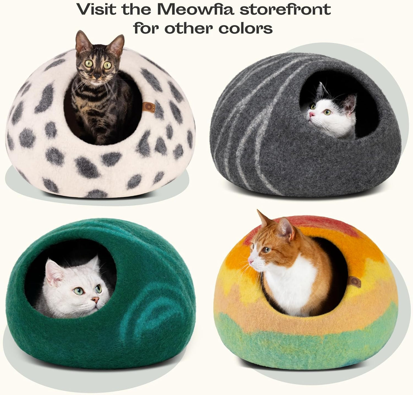 Premium Felt Cat Bed Cave (Medium) - Handmade 100% Merino Wool Bed for Cats and Kittens