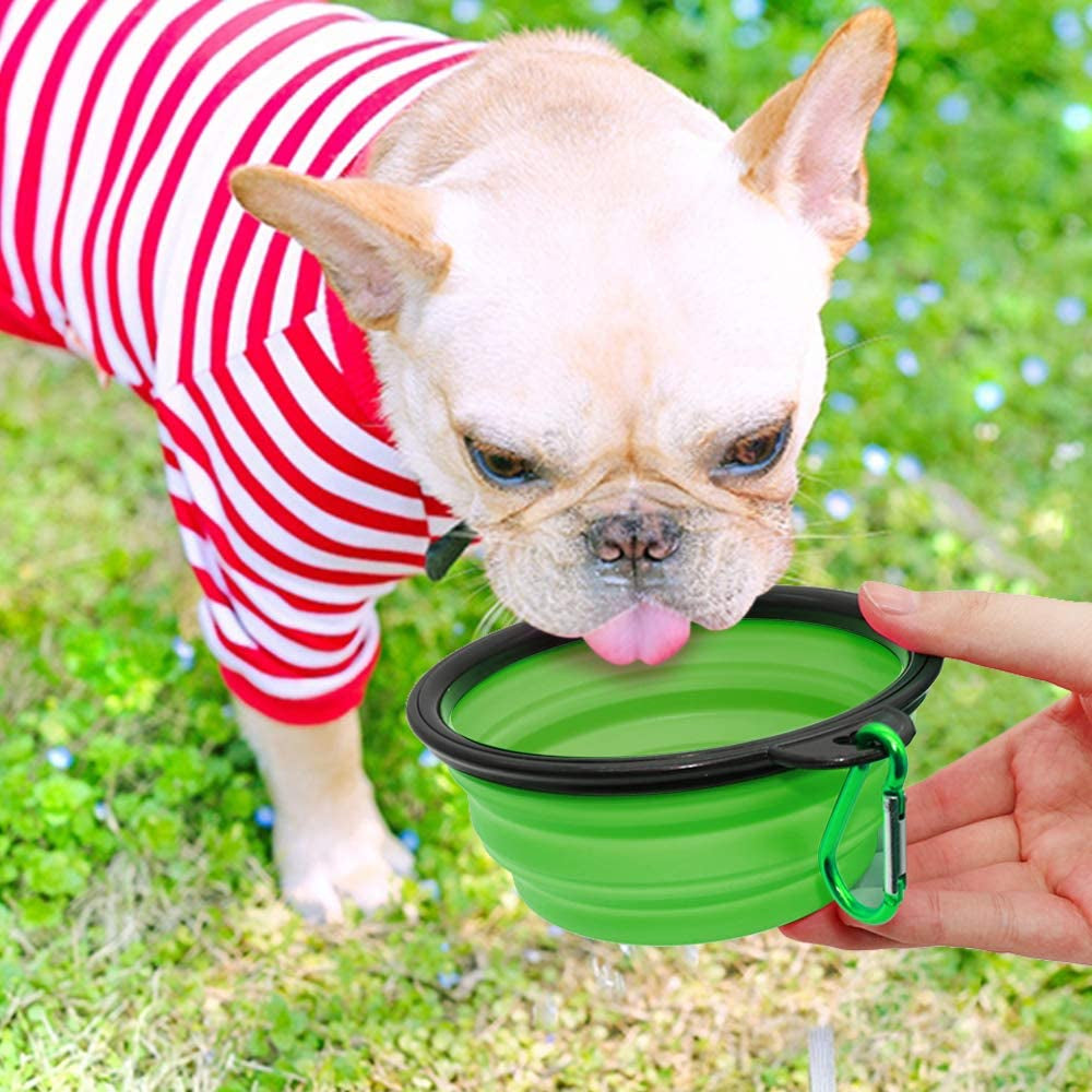 Collapsible Dog Bowl, 2 Pack Collapsible Dog Water Bowls for Cats Dogs, Portable Pet Feeding Watering Dish for Walking Parking Traveling with 2 Carabiners