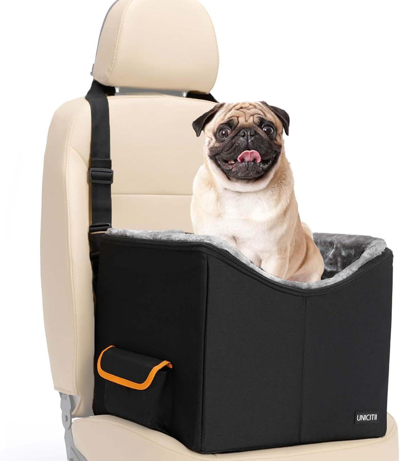 Dog Car Seat for Small Dogs, Elevated Dog Booster Seat Pet Travel Carrier Bed for Car with Adjustable Straps Lookout Pet Car Booster Seat for Small Dogs Cats